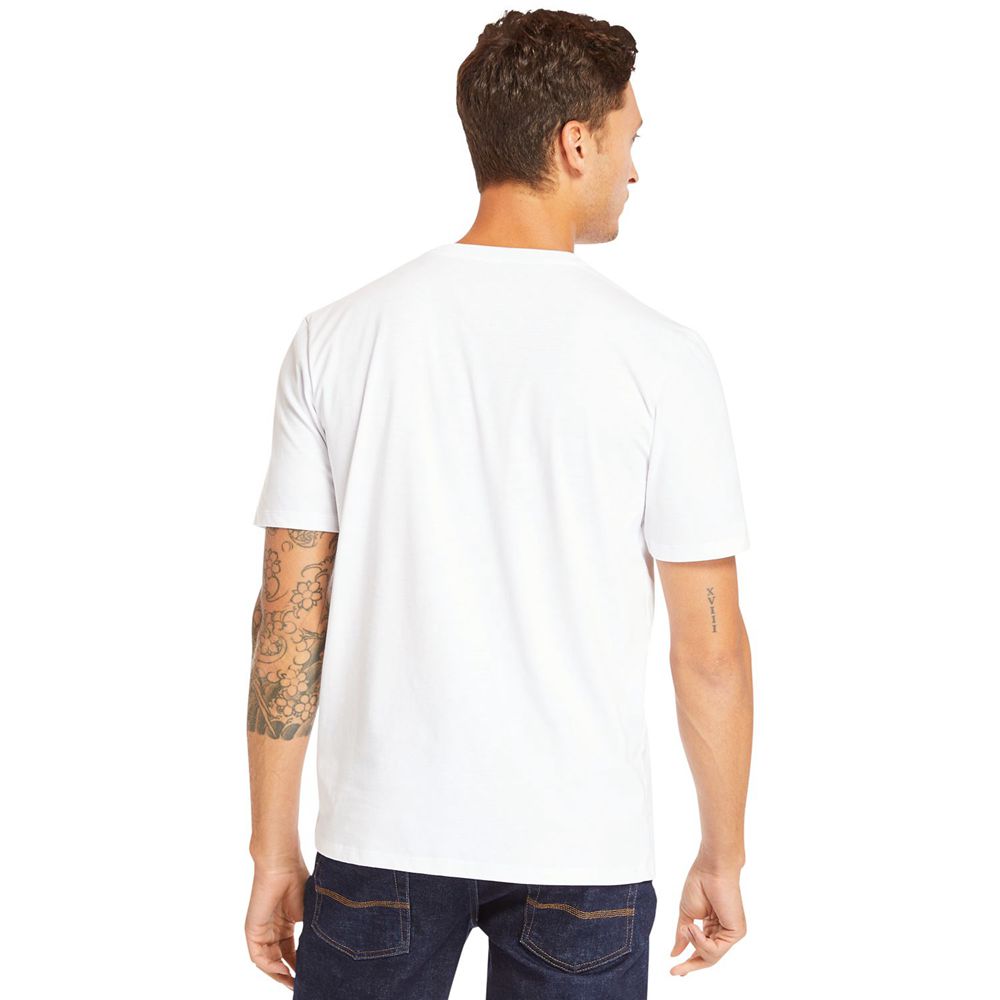 Timberland Mens T-Shirts Mink Brook 3D Embossed - White - India RP1569403